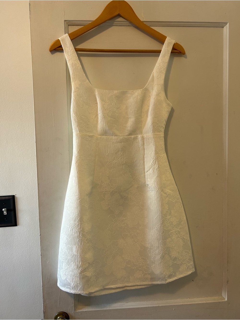 Lulu's White Floral Jacquard Mini Dress